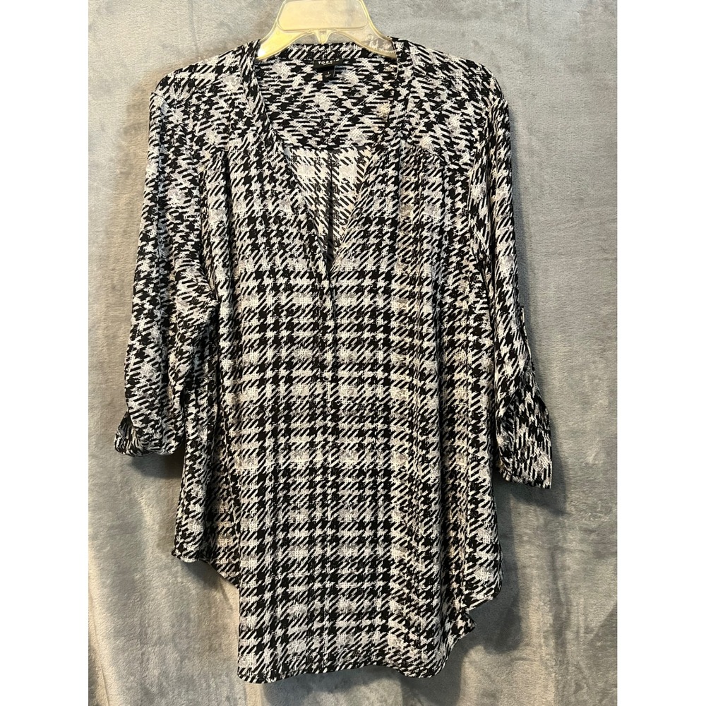 Torrid Harper Black White Plaid Print Tunic‎ Top Blouse Plus Size 1